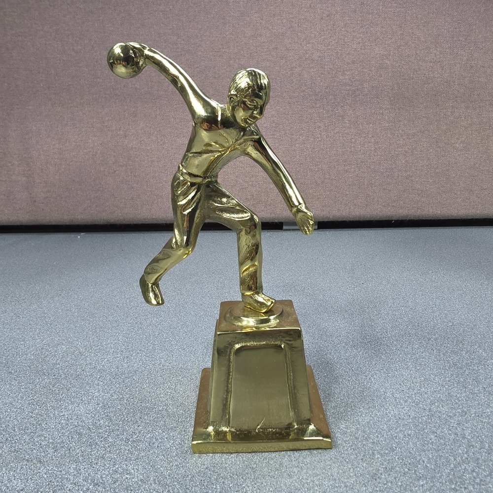 Bowling Trophy Topper Male Bowler Solid Brass Excellent Vintage Style Metal
